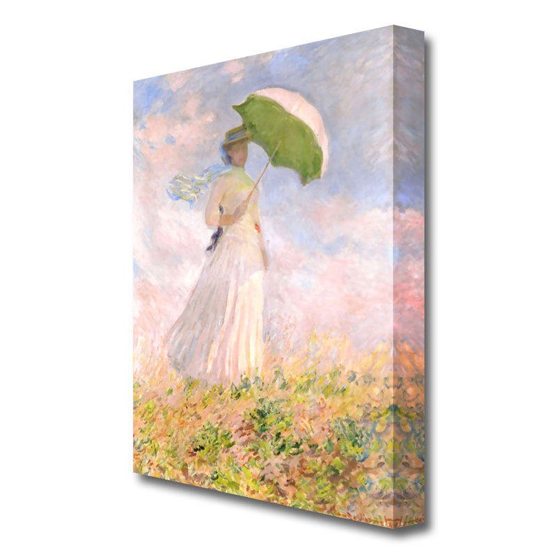 East Urban Home Leinwandbild Der Spaziergang. Frau mit Sonnenschirm von